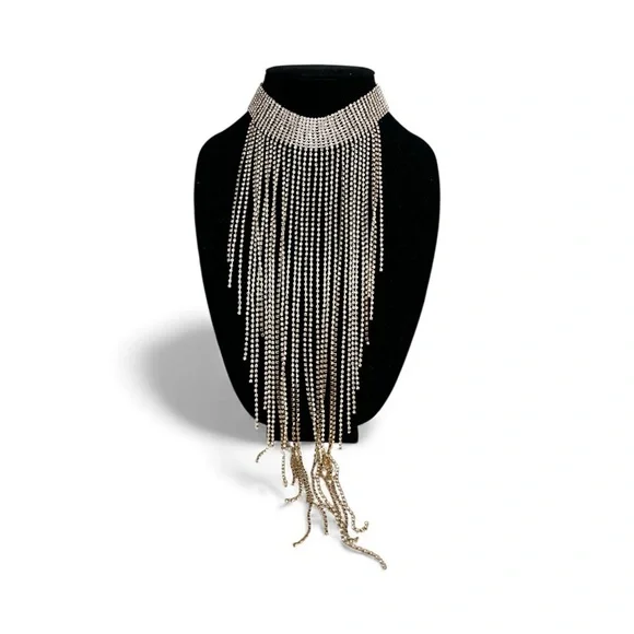 Elegant Gold Fringe Fashion Choker - Picture 2 of 2